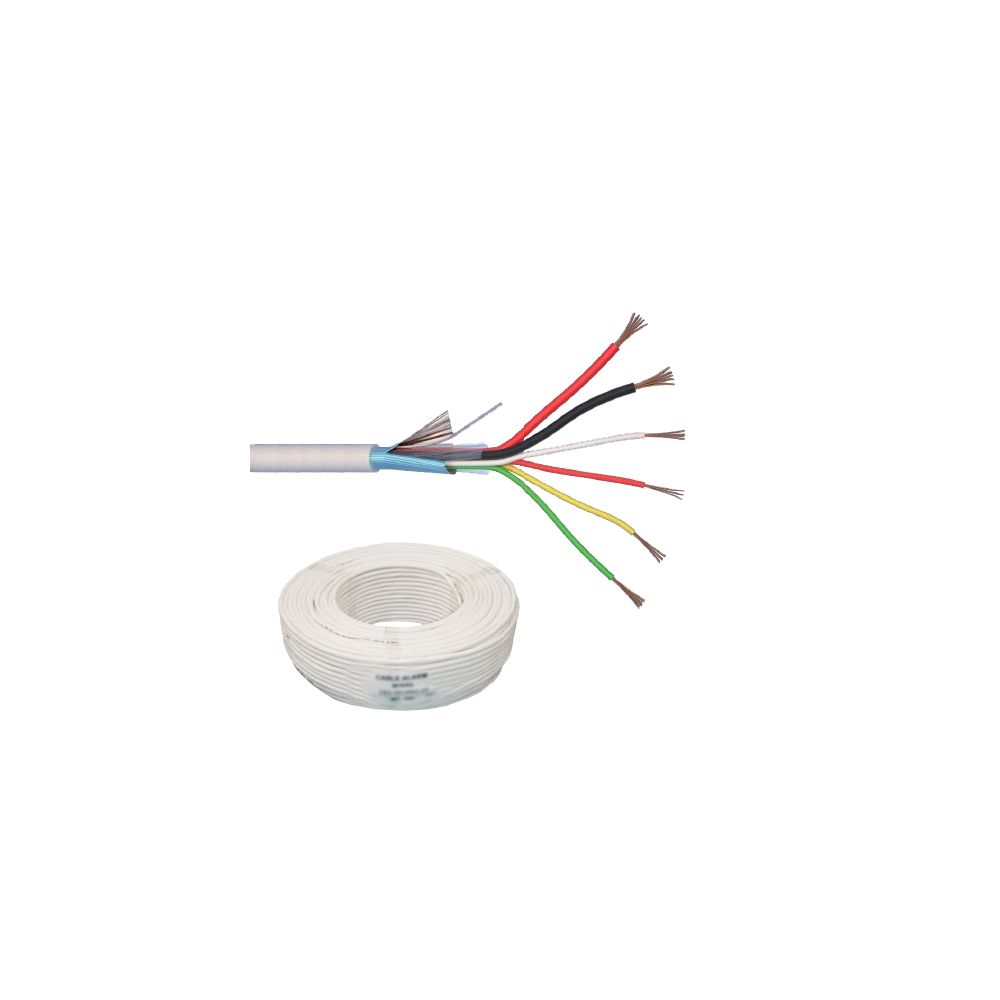 Cablu de alarma 6 fire ecranate + alimentare 2x0.75, cupru integral, 100m 6CUEF+2x0.75 - 1