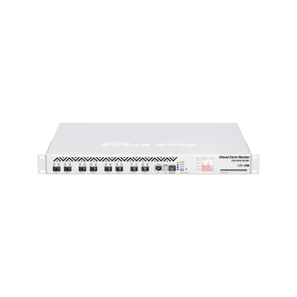 Cloud Core Router, 8 x SFP+, 1 x Gigabit, RouterOS L6, 1U - MikroTik CCR1072-1G-8S+ - 1