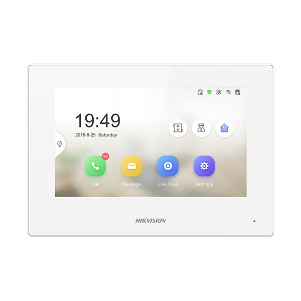 Monitor videointerfon TCP/IP, TFT LCD 7 inch touch screen, PoE - HIKVISION DS-KH6320-LE1-W - 1