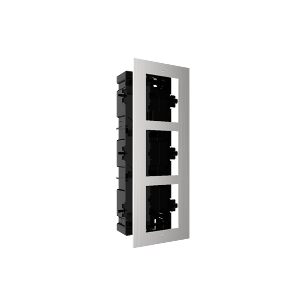 Rama montaj ingropat din otel inoxidabil, 3 module, pentru Interfon modular - HIKVISION DS-KD-ACF3-S - 1