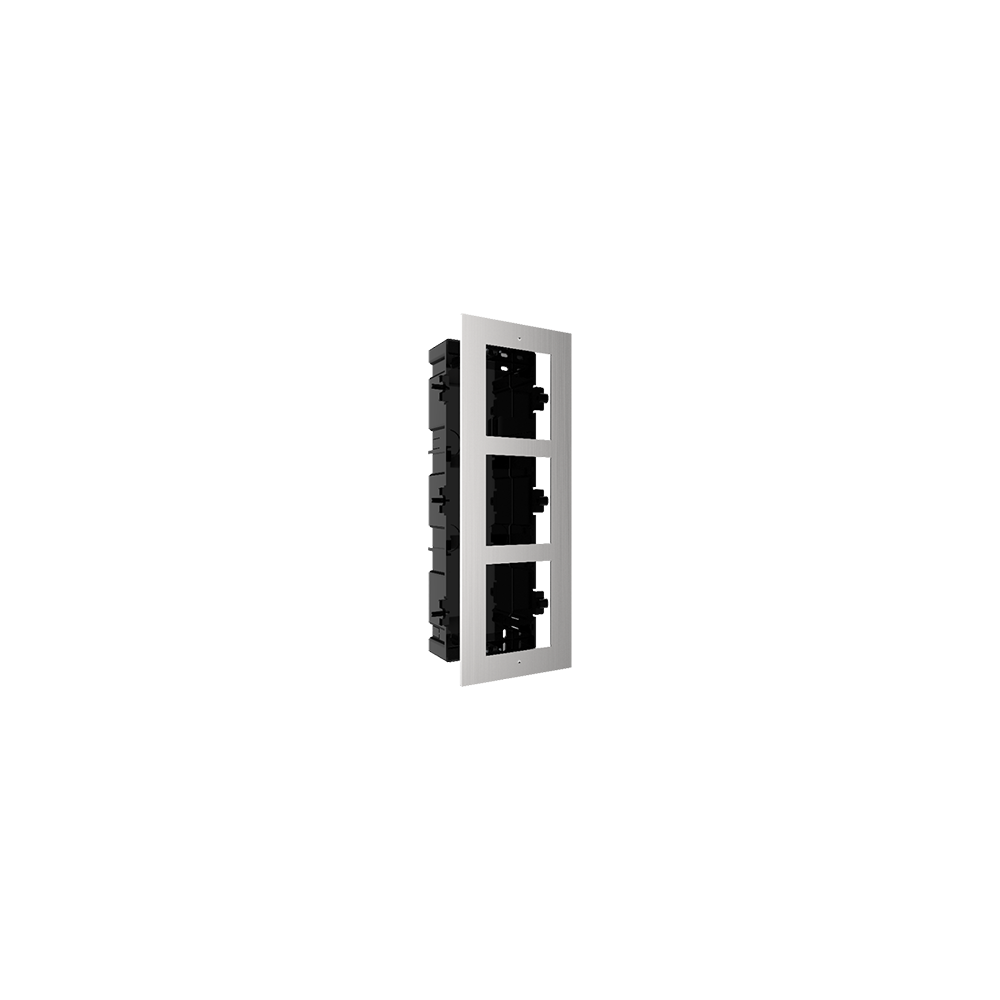 Rama montaj ingropat din otel inoxidabil, 3 module, pentru Interfon modular - HIKVISION DS-KD-ACF3-S - 1