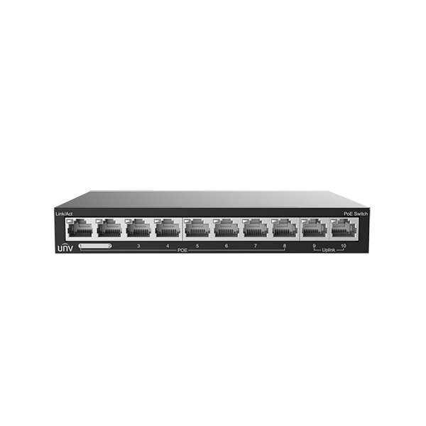 Switch 8 porturi PoE, 2 porturi uplink RJ45 - UNV NSW2020-10T-POE-IN - 1