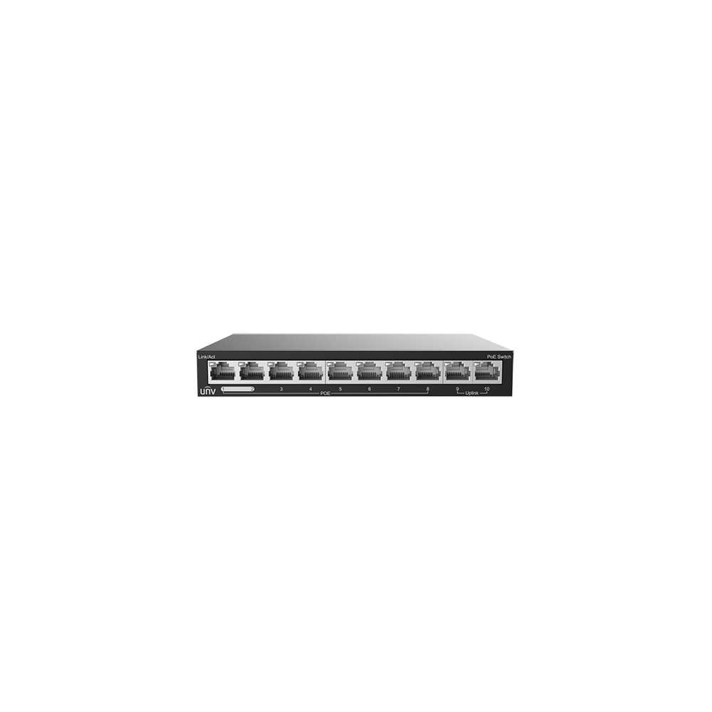 Switch 8 porturi PoE, 2 porturi uplink RJ45 - UNV NSW2020-10T-POE-IN - 1