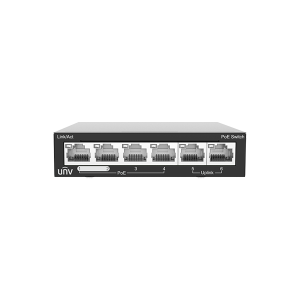 Switch 4 porturi PoE, 2 porturi uplink RJ45 - UNV NSW2020-6T-POE-IN - 1