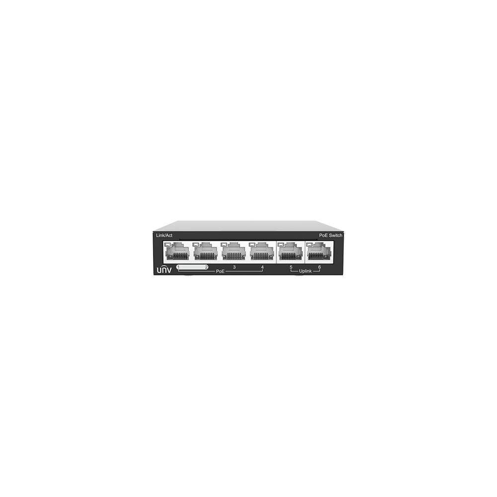 Switch 4 porturi PoE, 2 porturi uplink RJ45 - UNV NSW2020-6T-POE-IN - 1