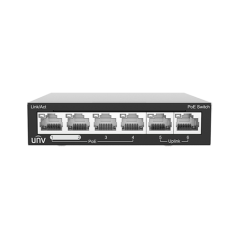Switch 4 porturi PoE, 2 porturi uplink RJ45 - UNV NSW2020-6T-POE-IN - 1