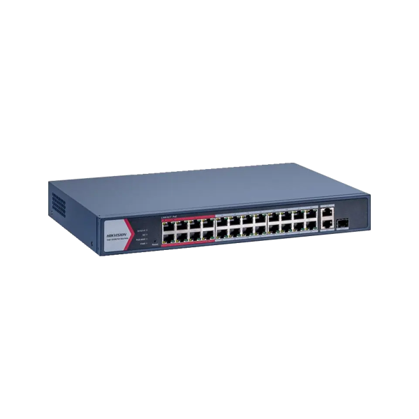 Switch 24 porturi PoE 100Mbps, 1 x Gigabit RJ45, 1 x Gigabit combo, Management - HIKVISION DS-3E1326 - 1