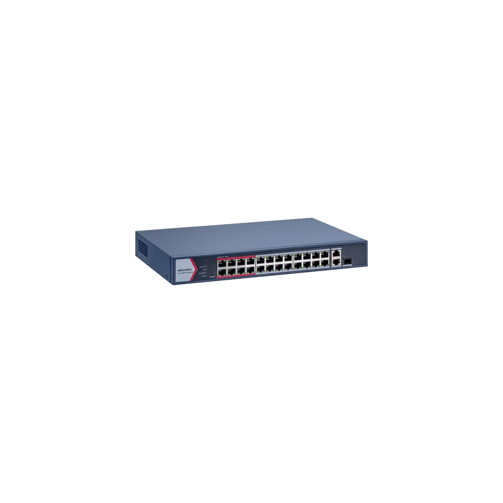 Switch 24 porturi PoE 100Mbps, 1 x Gigabit RJ45, 1 x Gigabit combo, Management - HIKVISION DS-3E1326 - 1