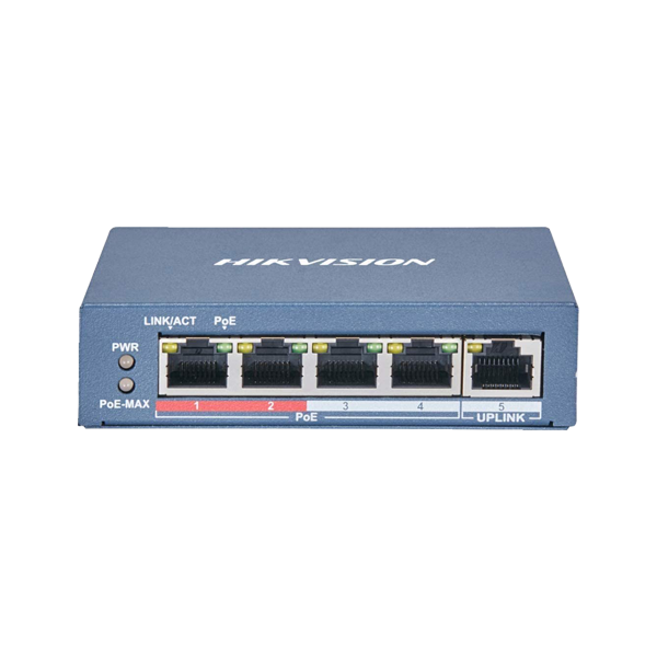 Switch 4 porturi 100 Mb PoE, 1 port uplink RJ45 100 Mb, SMART Management - HIKVISION DS-3E1105P-EI-M - 1