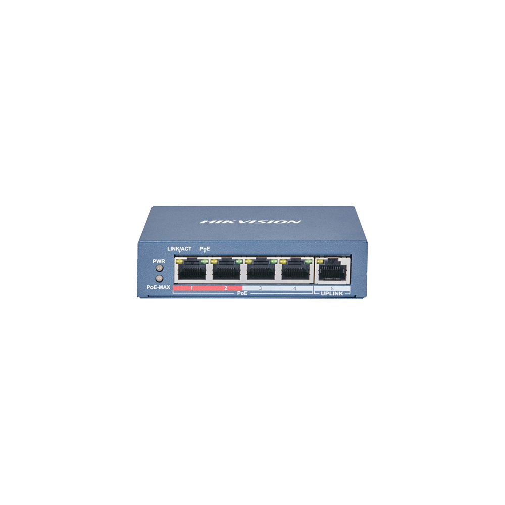 Switch 4 porturi 100 Mb PoE, 1 port uplink RJ45 100 Mb, SMART Management - HIKVISION DS-3E1105P-EI-M - 1