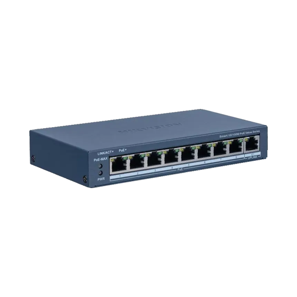 Switch 8 porturi PoE, 1 port uplink RJ45, Management - HIKVISION DS-3E1309P-EI-M - 1