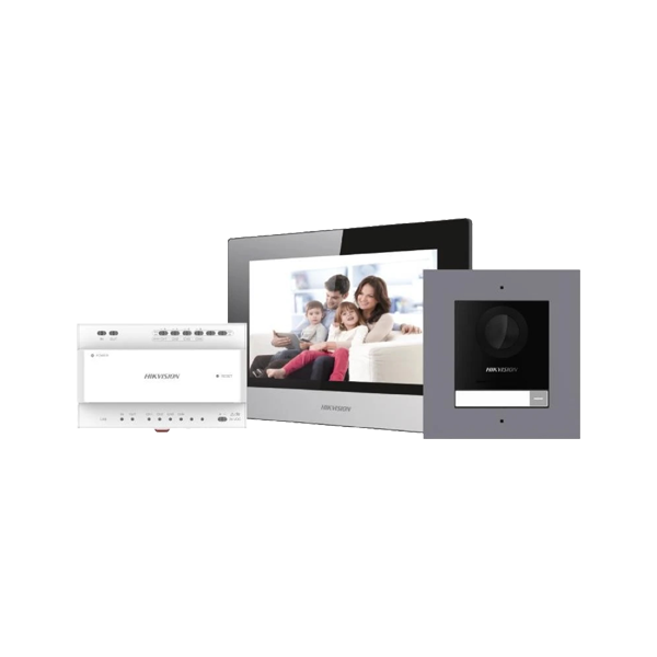 KIT  videointerfon 2 fire pentru 1 familie, monitor 7 inch, Alarma - HIKVISION DS-KIS702Y - 1