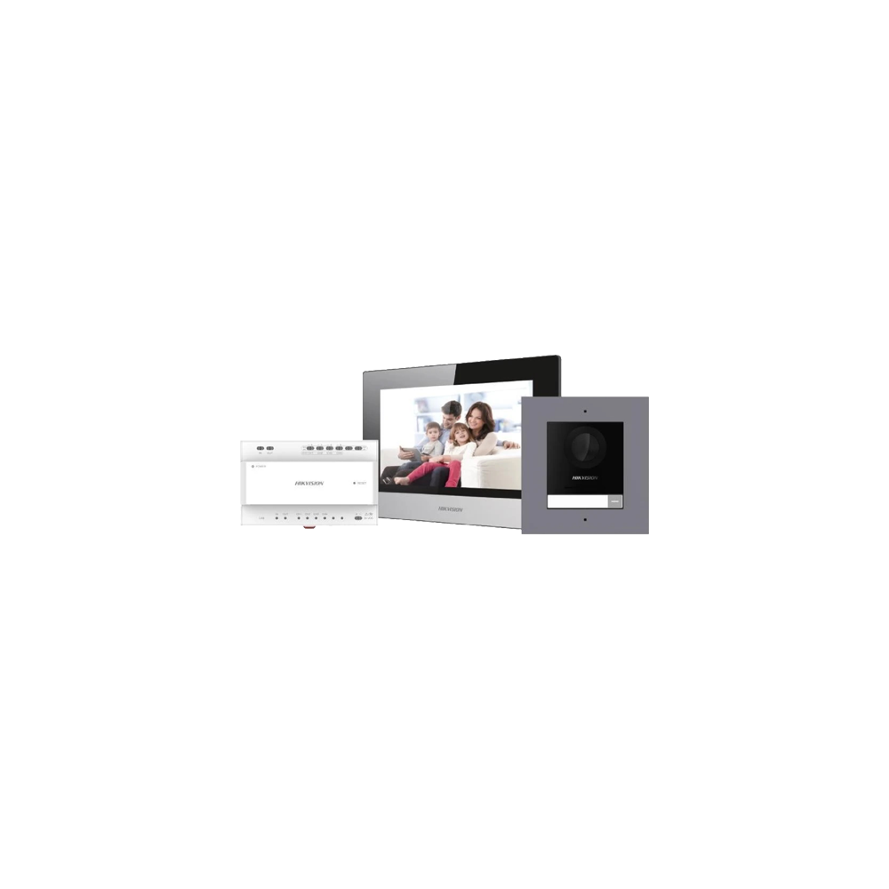 KIT  videointerfon 2 fire pentru 1 familie, monitor 7 inch, Alarma - HIKVISION DS-KIS702Y - 1