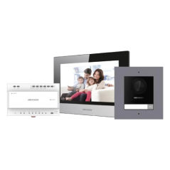 KIT  videointerfon 2 fire pentru 1 familie, monitor 7 inch, Alarma - HIKVISION DS-KIS702Y - 1