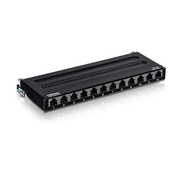 Patch Panel Wall Mount, 12 porturi RJ45 UTP, Cat6a, Ecranat, 0.5U - TRENDnet TC-P12C6AS - 1