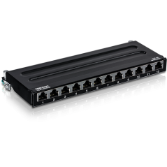Patch Panel Wall Mount, 12 porturi RJ45 UTP, Cat6a, Ecranat, 0.5U - TRENDnet TC-P12C6AS - 1
