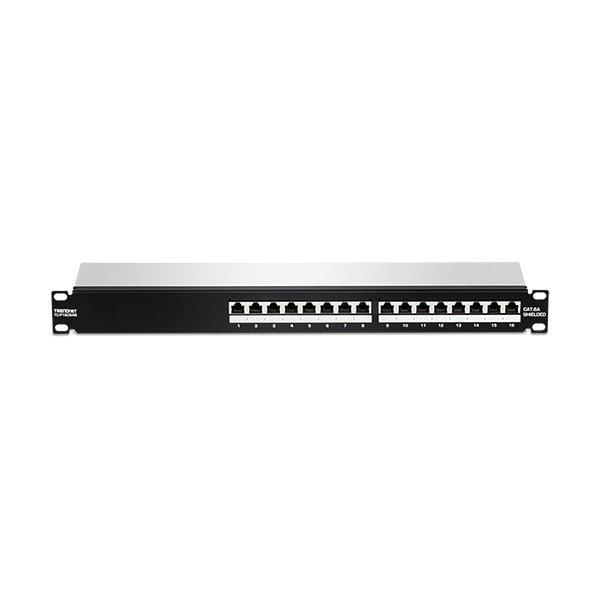 Patch Panel 16 porturi RJ45 UTP, Cat6a, Ecranat, 1U - TRENDnet TC-P16C6AS - 1