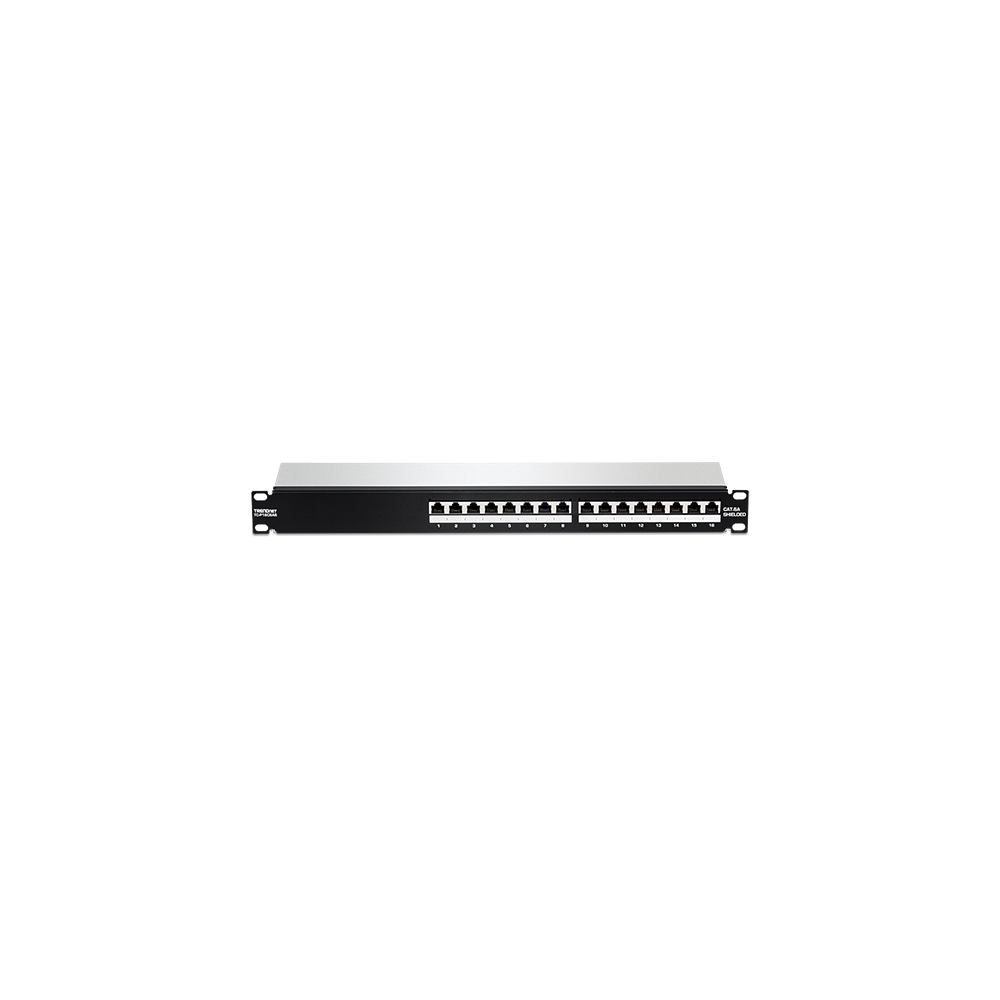 Patch Panel 16 porturi RJ45 UTP, Cat6a, Ecranat, 1U - TRENDnet TC-P16C6AS - 1