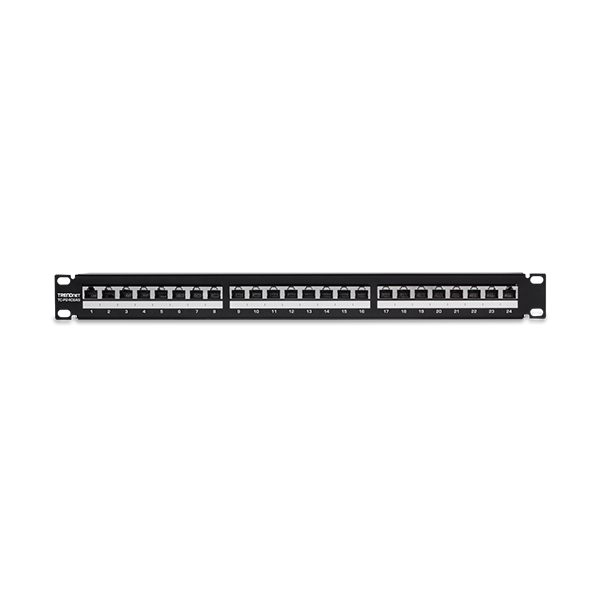 Patch Panel 24 porturi RJ45, Cat6a, Ecranat, 1U - TRENDnet TC-P24C6AS - 1