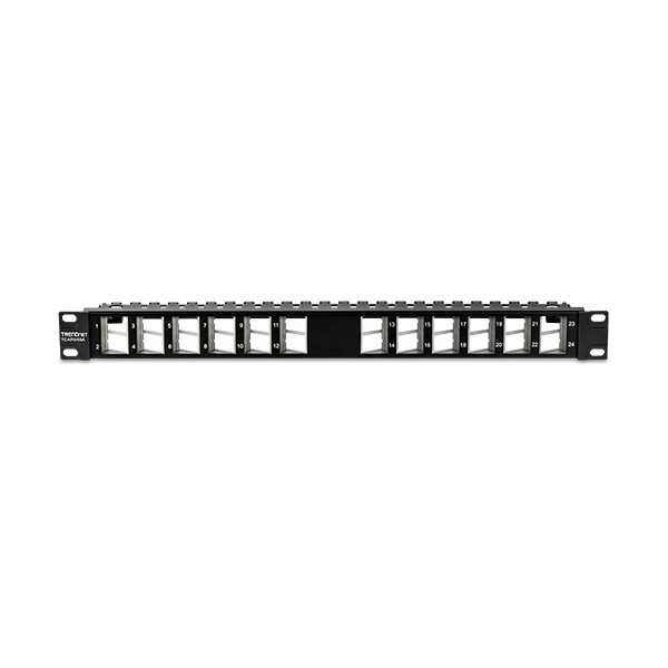 Patch Panel ecranat 24 porturi blank keystone inclinate 1U - TRENDnet TC-KP24SA - 1