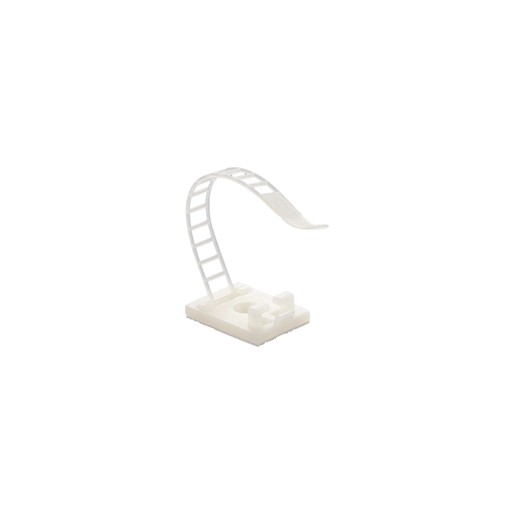 Suport plastic ajustabil pentru prindere cabluri, ALB, 25x18 mm, autoadeziv, 100 buc TAA-1-W - 1
