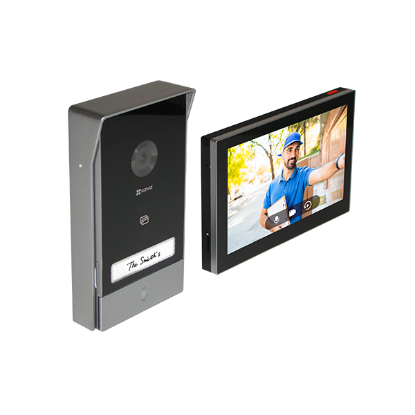 Kit interfon video inteligent EZVIZ, rezolutie 2k, monitor TFT 7 inch, instalare pe 2 fire, RFID, co - 1