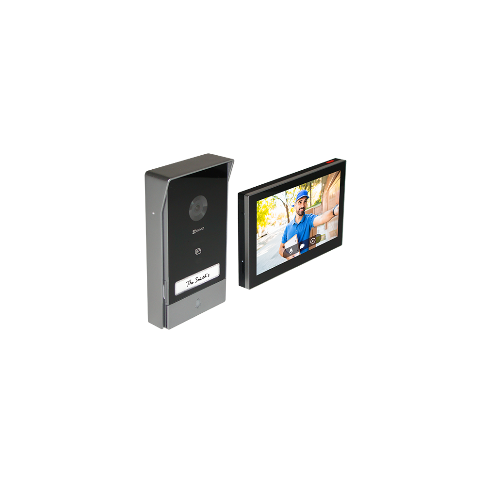 Kit interfon video inteligent EZVIZ, rezolutie 2k, monitor TFT 7 inch, instalare pe 2 fire, RFID, co - 1