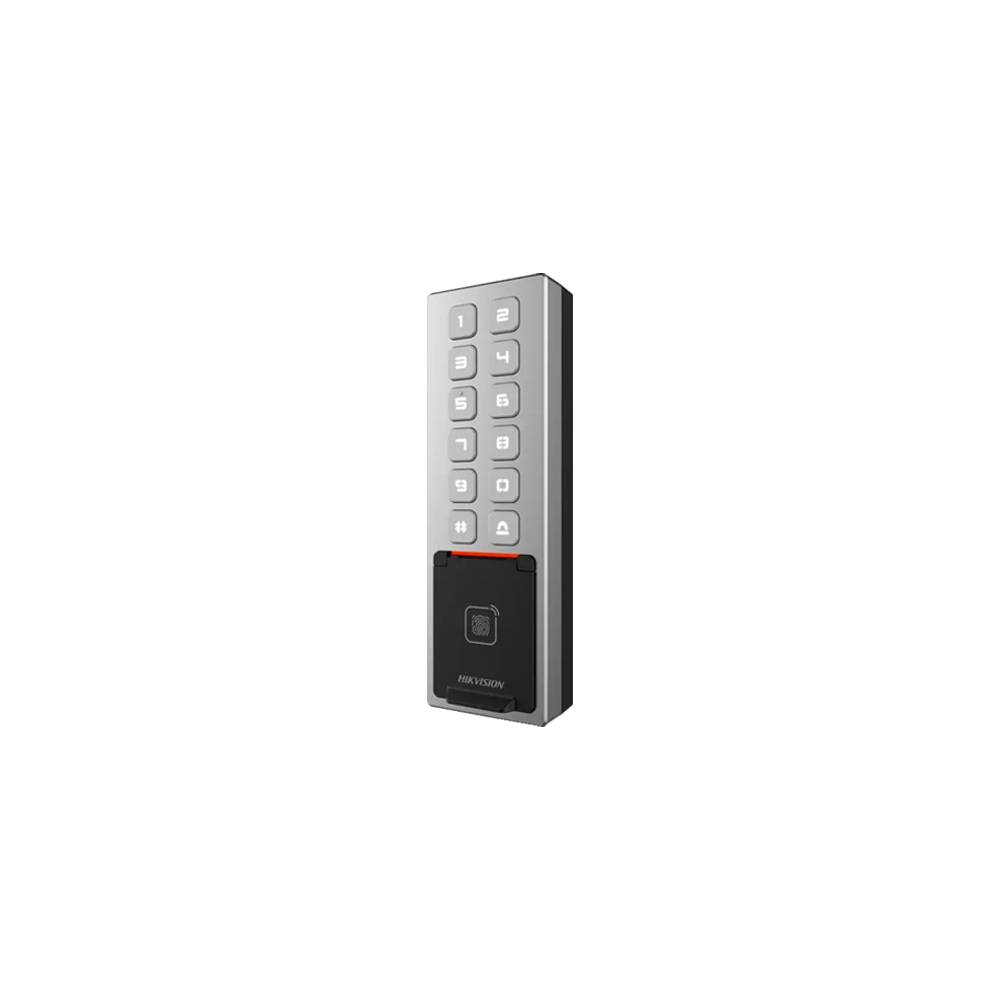 Terminal control acces, PIN/Card M1/amprenta/bluetooth, Wiegand, Wi-Fi, RS485, Alarma, IK08 - HIKVIS - 1