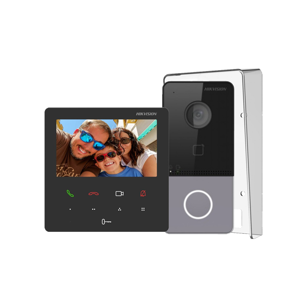 KIT  videointerfon pentru 1 familie, Wi-Fi 2.4Ghz, monitor 4.3 inch - HIKVISION DS-KIS606-P - 1