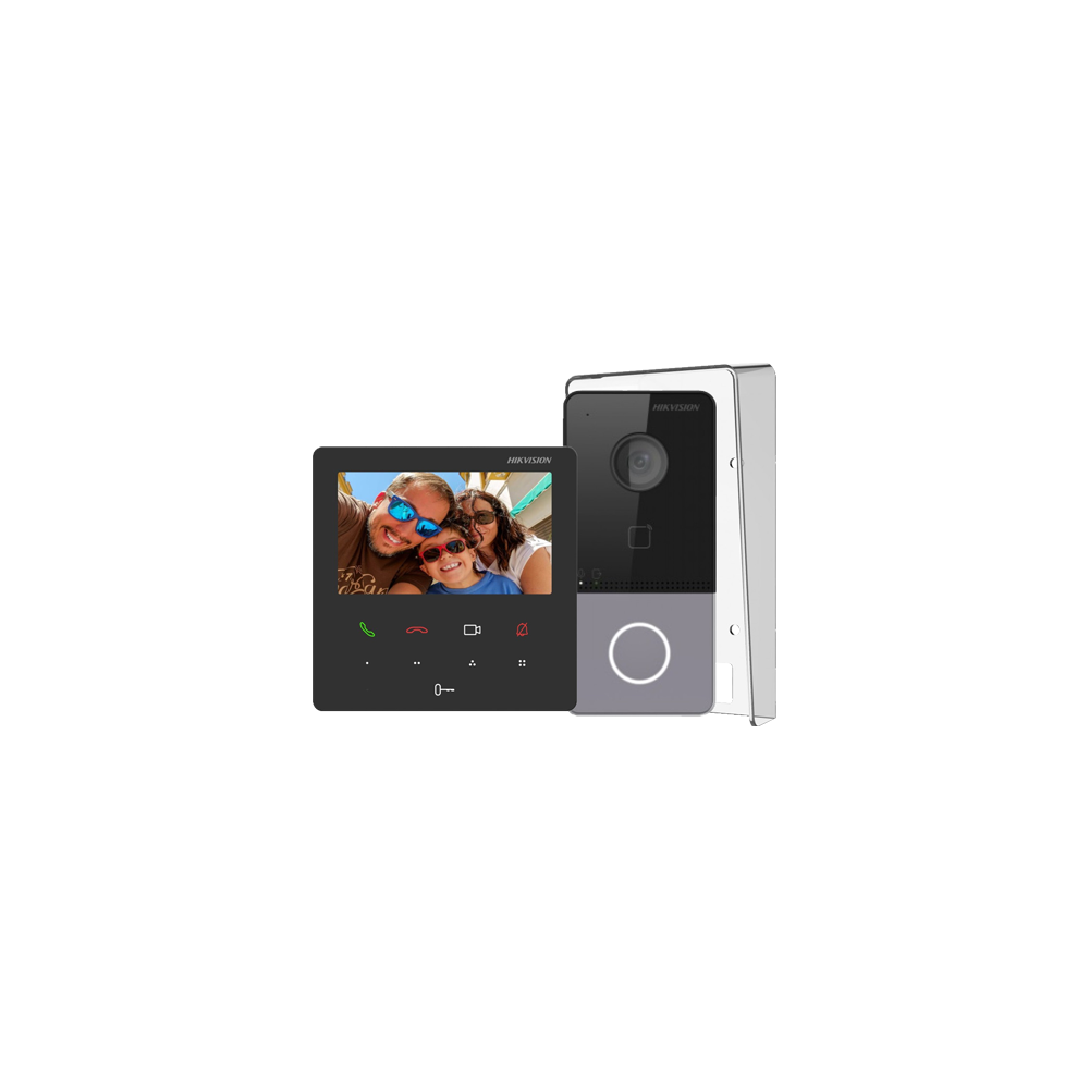 KIT  videointerfon pentru 1 familie, Wi-Fi 2.4Ghz, monitor 4.3 inch - HIKVISION DS-KIS606-P - 1