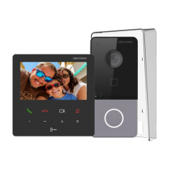 KIT  videointerfon pentru 1 familie, Wi-Fi 2.4Ghz, monitor 4.3 inch - HIKVISION DS-KIS606-P - 1