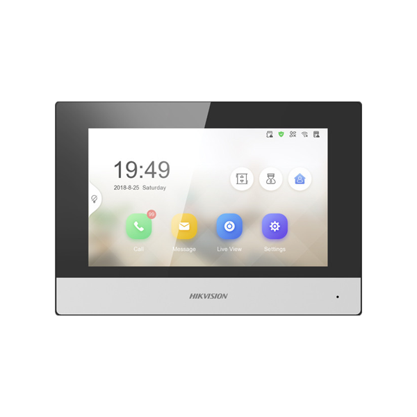 Monitor videointerfon Touch Screen TFT LCD 7 inch, conectare 2 fire, Wifi - HIKVISION DS-KH6320Y-WTE - 1