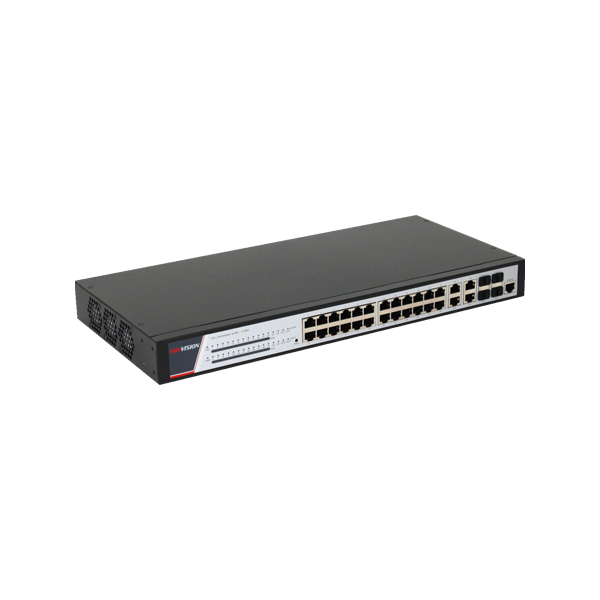 Switch 24 porturi PoE 1000Mbps, 370W, 4 porturi RJ45/SFPGigabit combo, management - HIKVISION DS-3E2 - 1