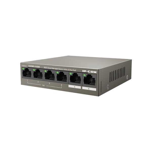 Switch 4 porturi Gigabit PoE+, 2 porturi RJ45 Gigabit, 58W, Management - IP-COM G2206P-4-63W - 1