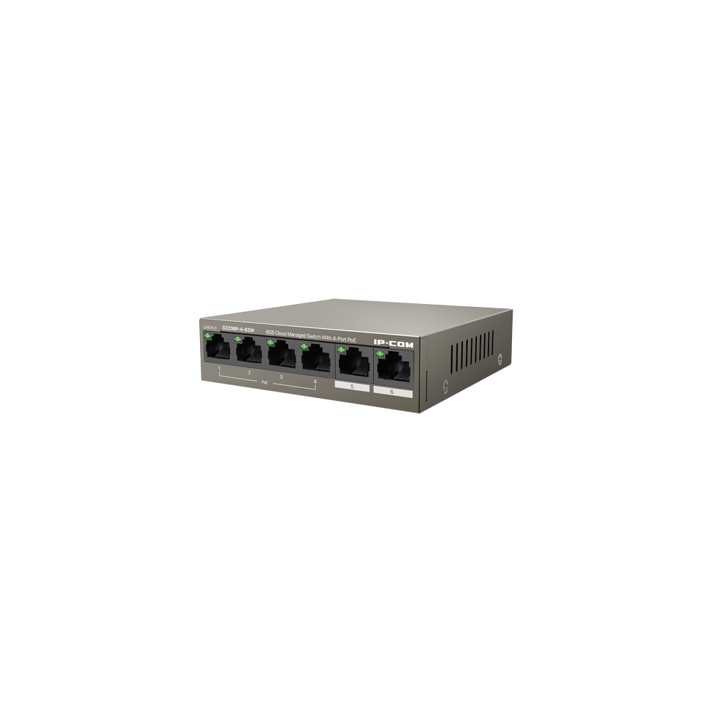 Switch 4 porturi Gigabit PoE+, 2 porturi RJ45 Gigabit, 58W, Management - IP-COM G2206P-4-63W - 1