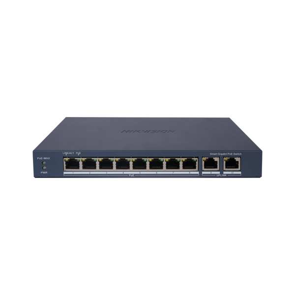 Switch 8 porturi PoE Gigabit, 2 porturi Gigabit, Smart Management - HIKVISION DS-3E1510P-EI - 1