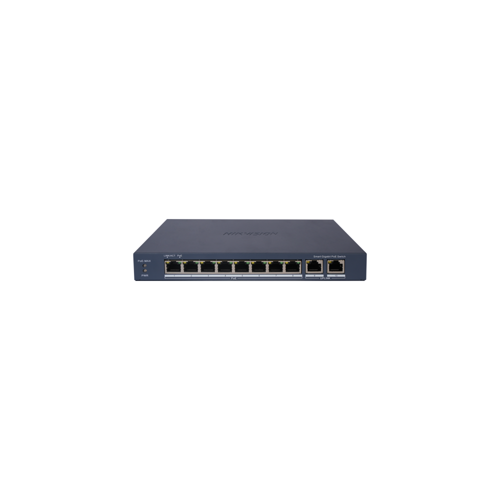 Switch 8 porturi PoE Gigabit, 2 porturi Gigabit, Smart Management - HIKVISION DS-3E1510P-EI - 1