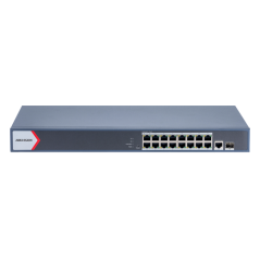 Switch 16 porturi PoE Gigabit, 1 porturi RJ45 Gigabit, 1 port SFP Gigabit, Smart Management - HIKVIS - 1