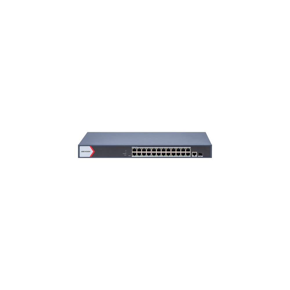 Switch 24 porturi PoE Gigabit, 1 porturi RJ45 Gigabit, 1 port SFP Gigabit, Smart Management - HIKVIS - 1