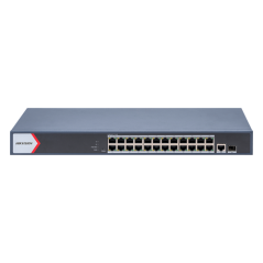 Switch 24 porturi PoE Gigabit, 1 porturi RJ45 Gigabit, 1 port SFP Gigabit, Smart Management - HIKVIS - 1