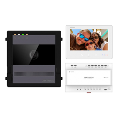 KIT videointerfon 2 fire pentru 1 familie, monitor 7 inch, Alarma, IK08, Card 32GB, Al - HIKVISION D - 1