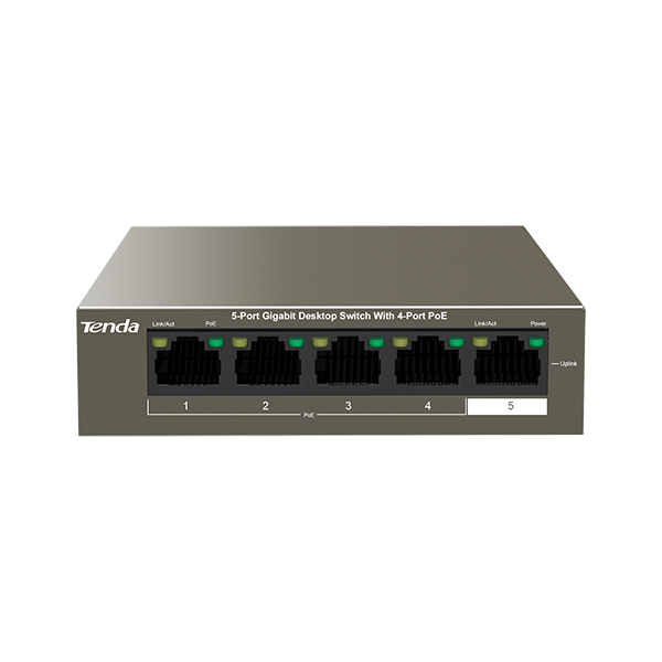 Switch 4 porturi Gigabit PoE, 1 port Uplink Gigabit - Tenda TND-TEG1105P-4-63W - 1