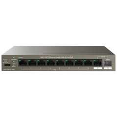 Switch 8 porturi Gigabit PoE, 1 port Uplink Gigabit, 1 port SFP Uplink Gigabit - Tenda TND-TEG1110PF - 1