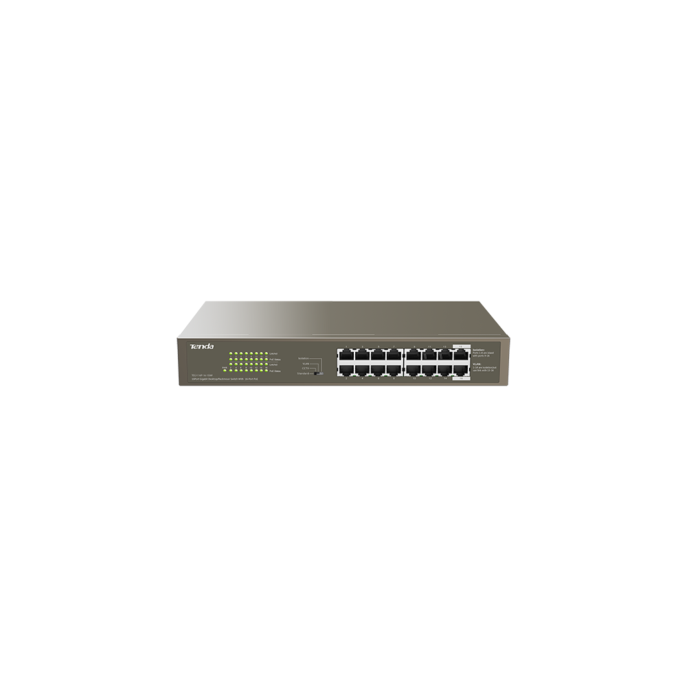 Switch 16 porturi Gigabit PoE - Tenda TND-TEG1116P-16-150W - 1