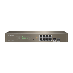 Switch 8 porturi PoE Gigabit, 1 port RJ45 Gigabit, 1 port SFP Gigabit, 1U, L3 Management - IP-COM G5 - 1