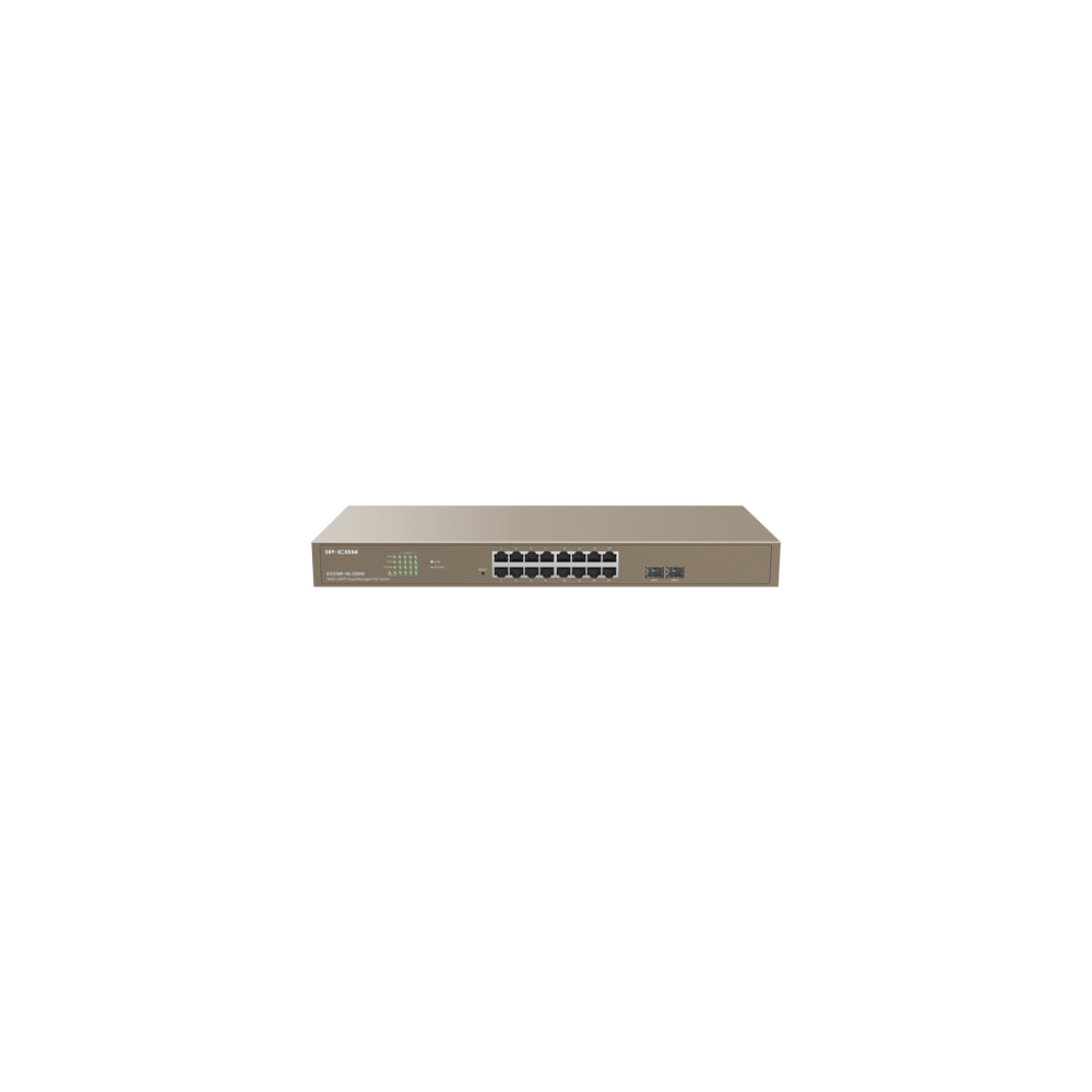 Switch 16 porturi PoE Gigabit, 2 porturi SFP Gigabit, Cloud Management - IP-COM G3318P-16-250W - 1