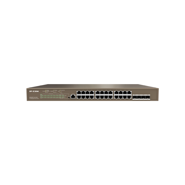 Switch 24 porturi PoE Gigabit, 4 porturi SFP Gigabit, 1 port consola,1U , L3 Management - IP-COM G53 - 1