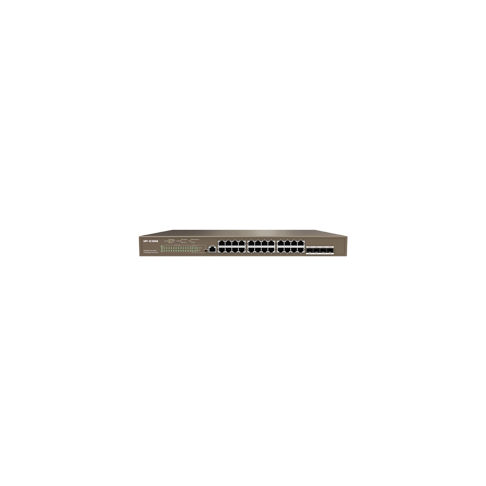 Switch 24 porturi PoE Gigabit, 4 porturi SFP Gigabit, 1 port consola,1U , L3 Management - IP-COM G53 - 1