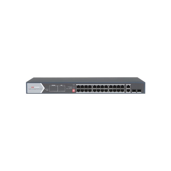 Switch 20 porturi PoE, 4x Hi-PoE, 2x Gigabit SFP, 2x RJ-45 - HIKVISION DS-3E0528HP-E - 1