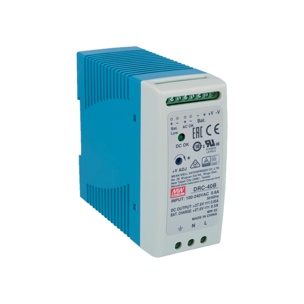 Sursa de alimentare in comutatie, 27.6V / 0.95A + 0.5A, sina DIN, backup - MEAN WELL DRC-40B - 1